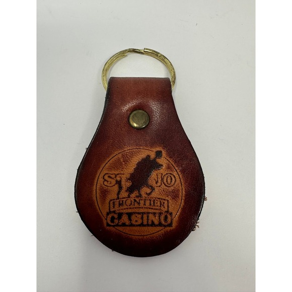 Unbranded Other - Vintage St Jo Frontier Casino Leather Keychain Brown Western Made in USA Fob A2